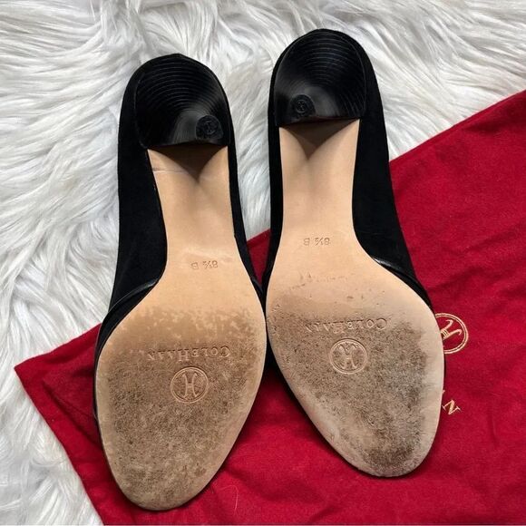 Cole Haan Velvet Peep Toe Pumps Black Size 8.5 - Picture 5 of 8